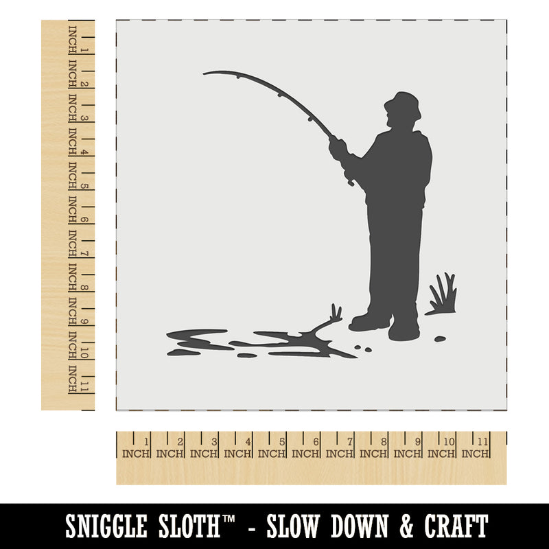Fisherman with Rod Over Water Wall Cookie DIY Craft Reusable Stencil