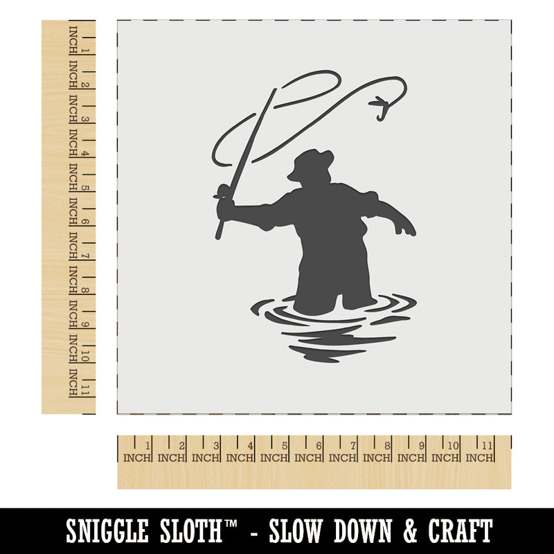 Fly Fisherman Throwing Line Angler Wall Cookie DIY Craft Reusable Stencil