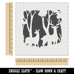 Pair of Deer Silhouette in Forest Wall Cookie DIY Craft Reusable Stencil