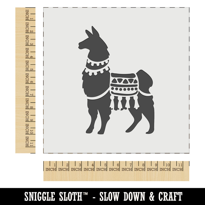 Fancy Llama with Geometric Blanket and Tassels Wall Cookie DIY Craft Reusable Stencil