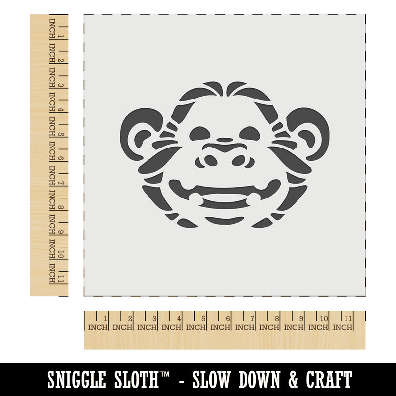 Grinning Chimpanzee Ape Monkey Face Wall Cookie DIY Craft Reusable Stencil