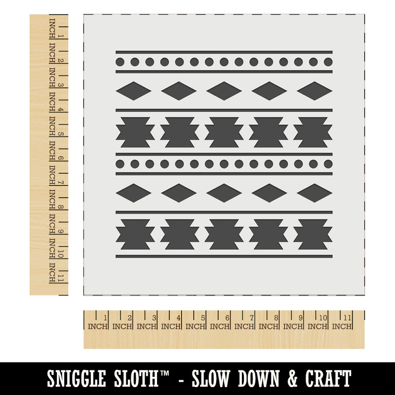 Repeating Southwestern Diamond Triangle Pattern Wall Cookie DIY Craft Reusable Stencil