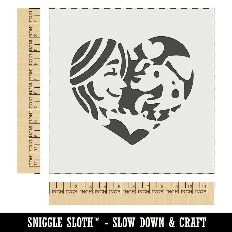 Woman with Dog Puppy Pet in Heart Wall Cookie DIY Craft Reusable Stencil