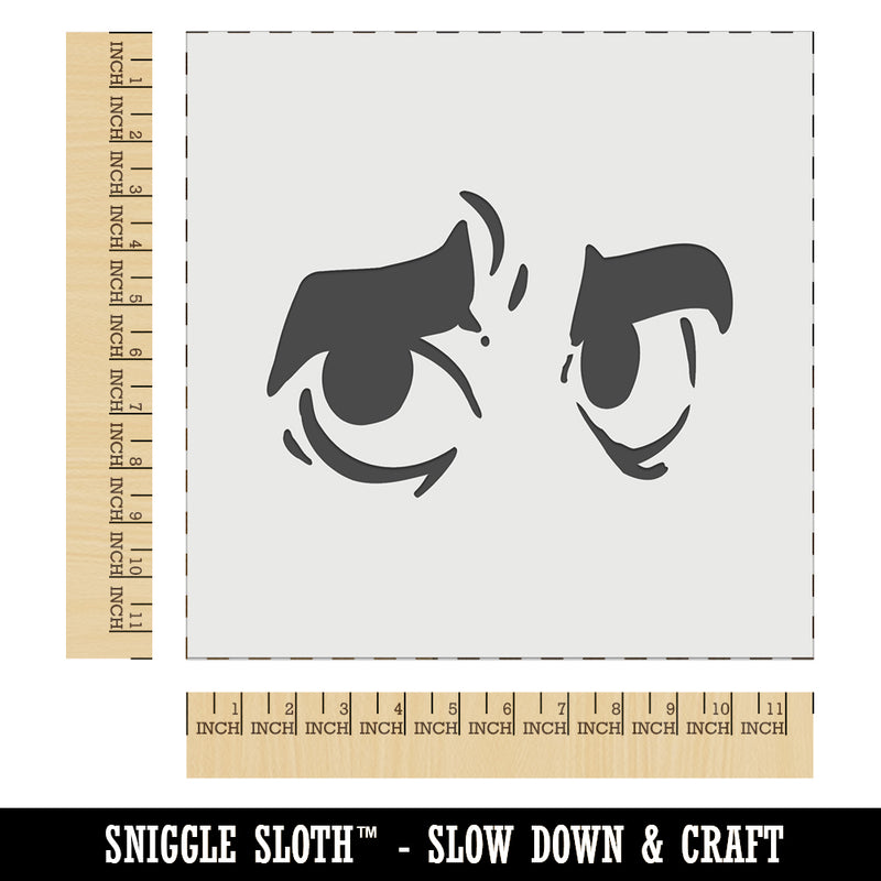Worried Cartoon Eyes Looking to the Side Wall Cookie DIY Craft Reusable Stencil