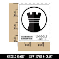 Chess Piece Black Rook Waterproof Vinyl Phone Tablet Laptop Water Bottle Sticker Set - 5 Pack