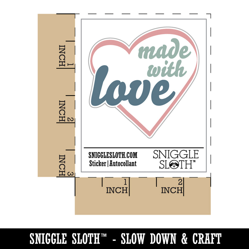 Made with Love in Heart Waterproof Vinyl Phone Tablet Laptop Water Bottle Sticker Set - 5 Pack