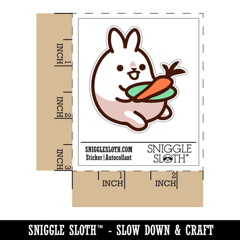 Kawaii Bunny Rabbit Eating a Carrot for Lunch Waterproof Vinyl Phone Tablet Laptop Water Bottle Sticker Set - 5 Pack