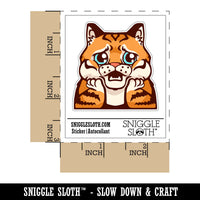 Distressed Striped Cat Looks Worried Waterproof Vinyl Phone Tablet Laptop Water Bottle Sticker Set - 5 Pack