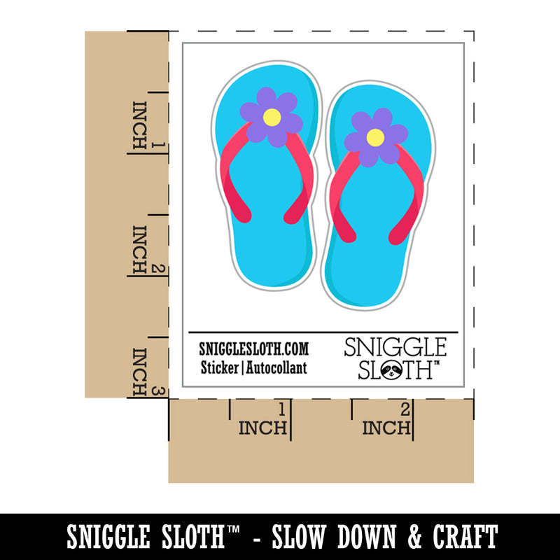 Cute Floral Flip Flop Sandals Waterproof Vinyl Phone Tablet Laptop Water Bottle Sticker Set - 5 Pack