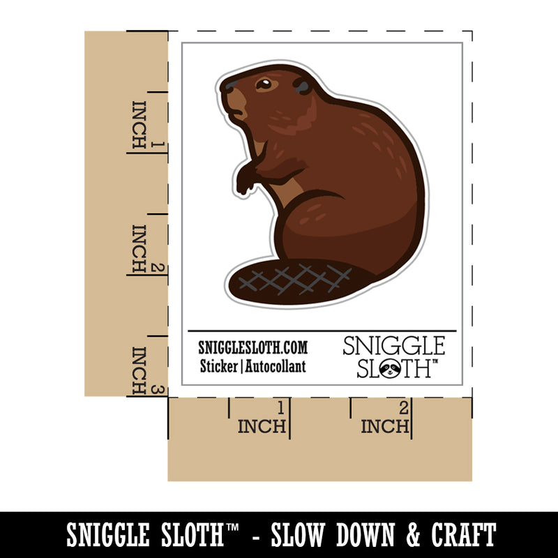 Beaver Sitting Waterproof Vinyl Phone Tablet Laptop Water Bottle Sticker Set - 5 Pack