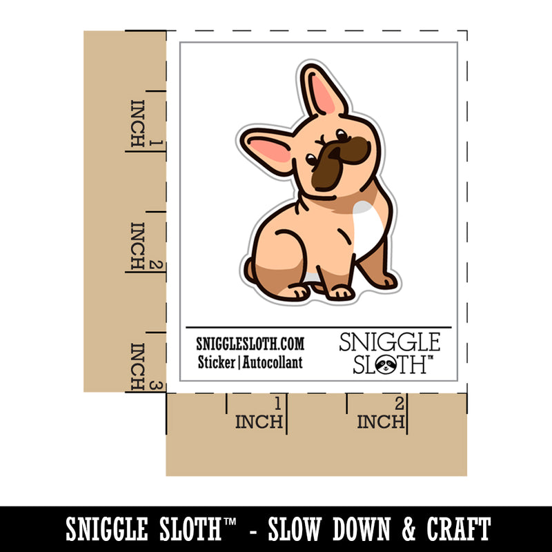 Frenchie Sitting Tilting Head French Bulldog Dog Waterproof Vinyl Phone Tablet Laptop Water Bottle Sticker Set - 5 Pack