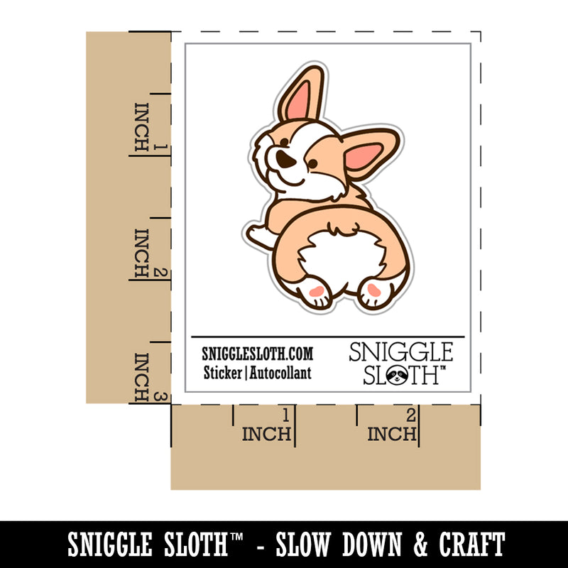 Pembroke Welsh Corgi from Behind Butt Dog Waterproof Vinyl Phone Tablet Laptop Water Bottle Sticker Set - 5 Pack