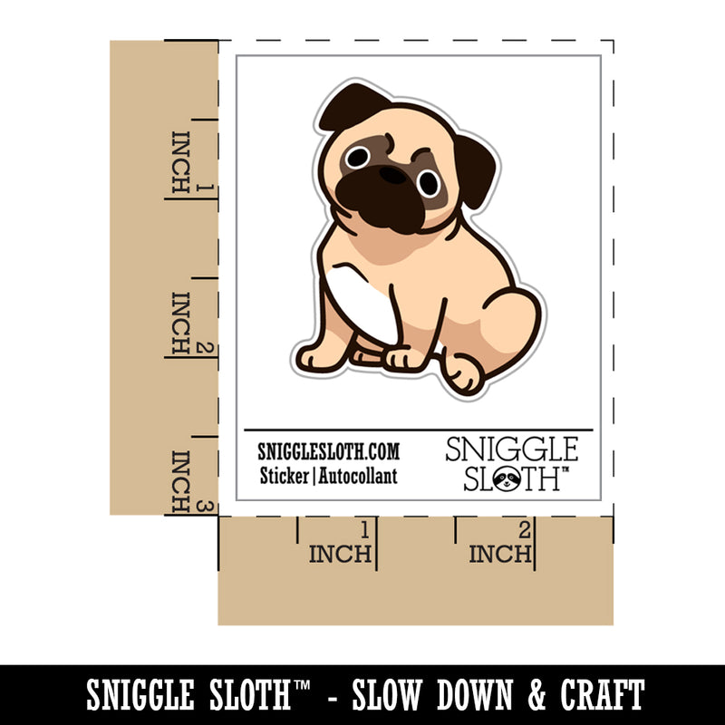 Pug Sitting Dog Waterproof Vinyl Phone Tablet Laptop Water Bottle Sticker Set - 5 Pack