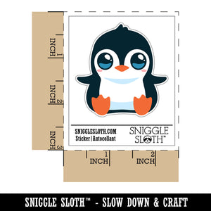 Precious Kawaii Chibi Baby Penguin Sitting Waterproof Vinyl Phone Tablet Laptop Water Bottle Sticker Set - 5 Pack