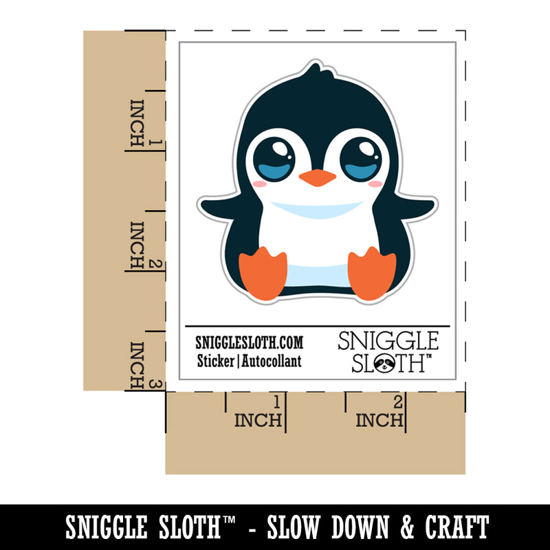 Precious Kawaii Chibi Baby Penguin Sitting Waterproof Vinyl Phone Tablet Laptop Water Bottle Sticker Set - 5 Pack