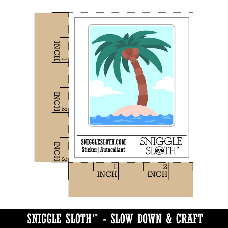 Palm Tree on Tropical Island Waterproof Vinyl Phone Tablet Laptop Water Bottle Sticker Set - 5 Pack