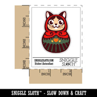 Cat Russian Nesting Doll Matroyshka Babushka Waterproof Vinyl Phone Tablet Laptop Water Bottle Sticker Set - 5 Pack