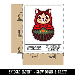Cat Russian Nesting Doll Matroyshka Babushka Waterproof Vinyl Phone Tablet Laptop Water Bottle Sticker Set - 5 Pack
