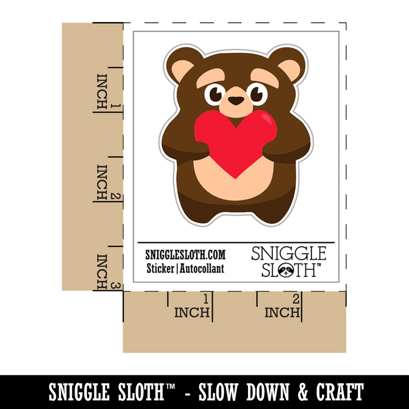 Cautious Bear with Heart in Hands Waterproof Vinyl Phone Tablet Laptop Water Bottle Sticker Set - 5 Pack