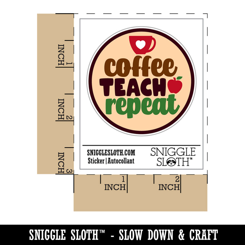 Coffee Teach Repeat Teacher Waterproof Vinyl Phone Tablet Laptop Water Bottle Sticker Set - 5 Pack