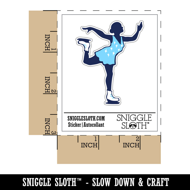 Ice Figure Skating Skater Woman on One Foot Pose Waterproof Vinyl Phone Tablet Laptop Water Bottle Sticker Set - 5 Pack