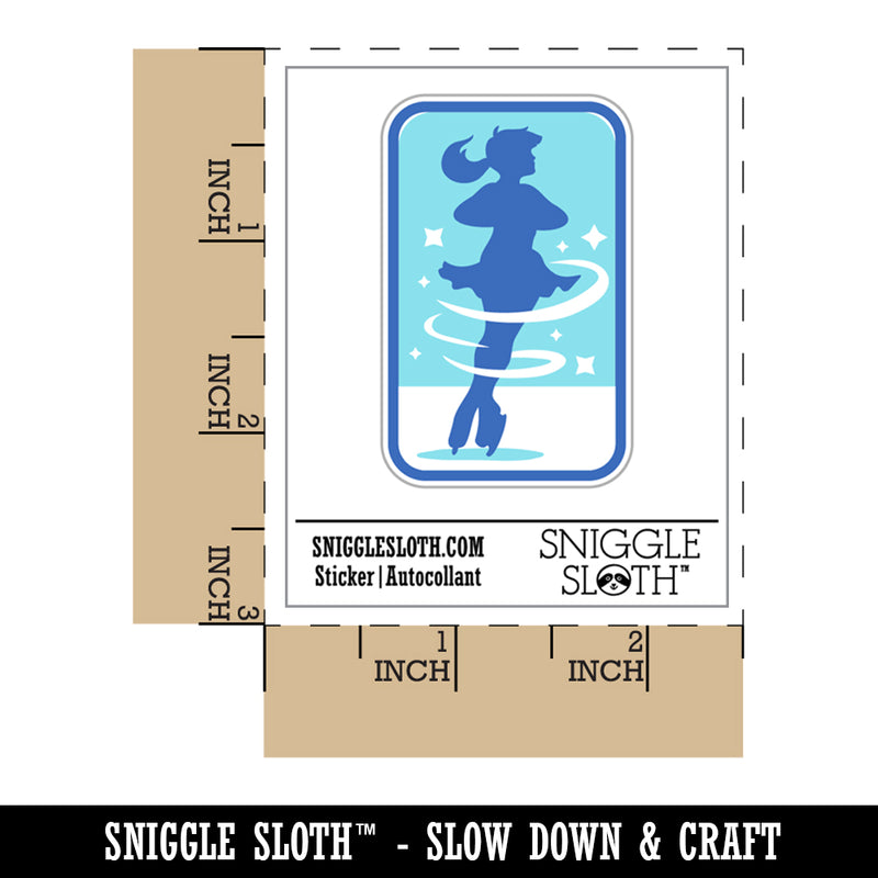 Spinning Jump Ice Figure Skating Skater Woman Waterproof Vinyl Phone Tablet Laptop Water Bottle Sticker Set - 5 Pack