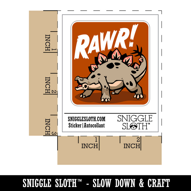 Stegosaurus Rawr Roar Dinosaur Waterproof Vinyl Phone Tablet Laptop Water Bottle Sticker Set - 5 Pack