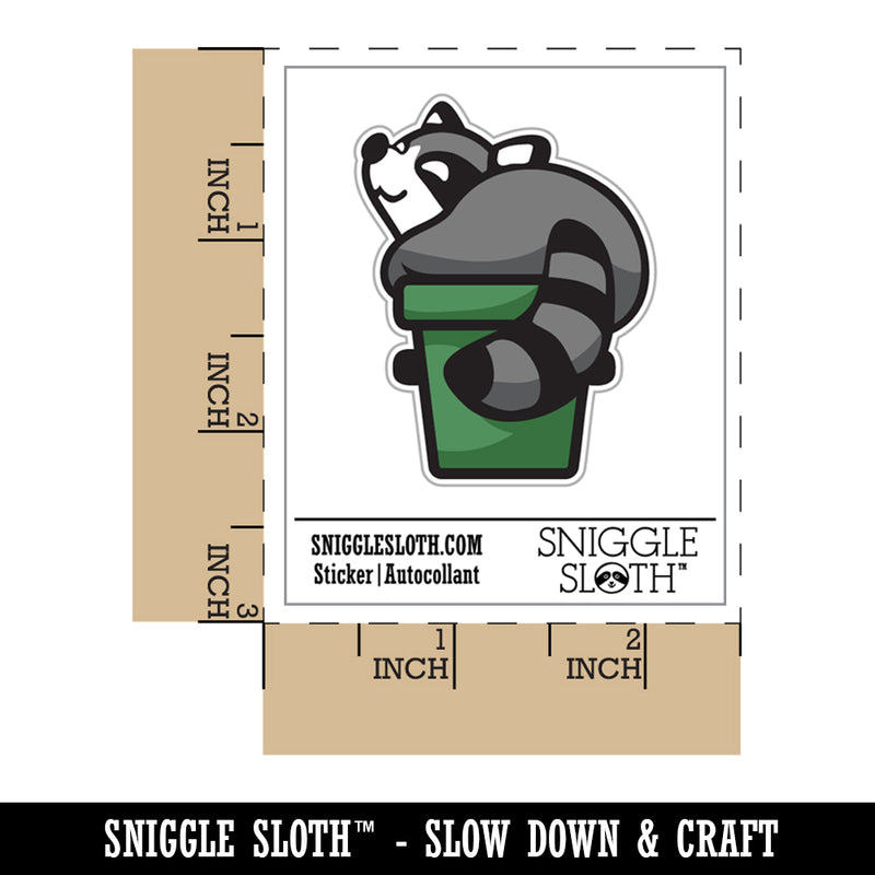 Fat Raccoon Sitting in Trash Can Waterproof Vinyl Phone Tablet Laptop Water Bottle Sticker Set - 5 Pack