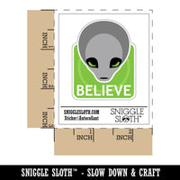 Believe Gray Alien Head Waterproof Vinyl Phone Tablet Laptop Water Bottle Sticker Set - 5 Pack