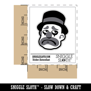 Sad Grayscale Monotone Clown Top Hat Waterproof Vinyl Phone Tablet Laptop Water Bottle Sticker Set - 5 Pack