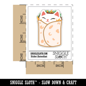 Purrito Cat Burrito Tortilla Wrap Waterproof Vinyl Phone Tablet Laptop Water Bottle Sticker Set - 5 Pack