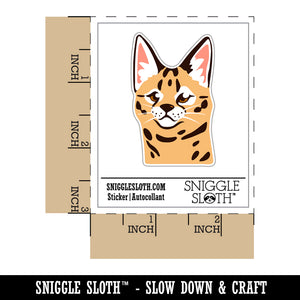 Curious Savannah Cat Serval Waterproof Vinyl Phone Tablet Laptop Water Bottle Sticker Set - 5 Pack
