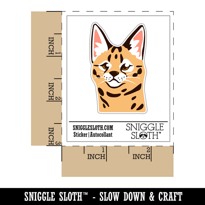 Curious Savannah Cat Serval Waterproof Vinyl Phone Tablet Laptop Water Bottle Sticker Set - 5 Pack