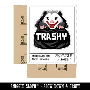 Trashy Opossum in Trash Garbage Bag Waterproof Vinyl Phone Tablet Laptop Water Bottle Sticker Set - 5 Pack