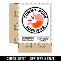 Tummy Ache Survivor Merit Badge Waterproof Vinyl Phone Tablet Laptop Water Bottle Sticker Set - 5 Pack