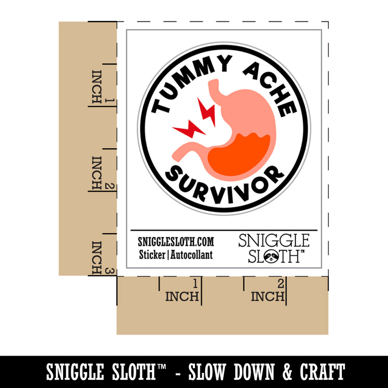 Tummy Ache Survivor Merit Badge Waterproof Vinyl Phone Tablet Laptop Water Bottle Sticker Set - 5 Pack