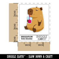 Chill Capybara Drinking Juice Waterproof Vinyl Phone Tablet Laptop Water Bottle Sticker Set - 5 Pack