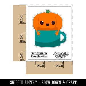 Cute Pumpkin Spice In Mug Coffee Waterproof Vinyl Phone Tablet Laptop Water Bottle Sticker Set - 5 Pack