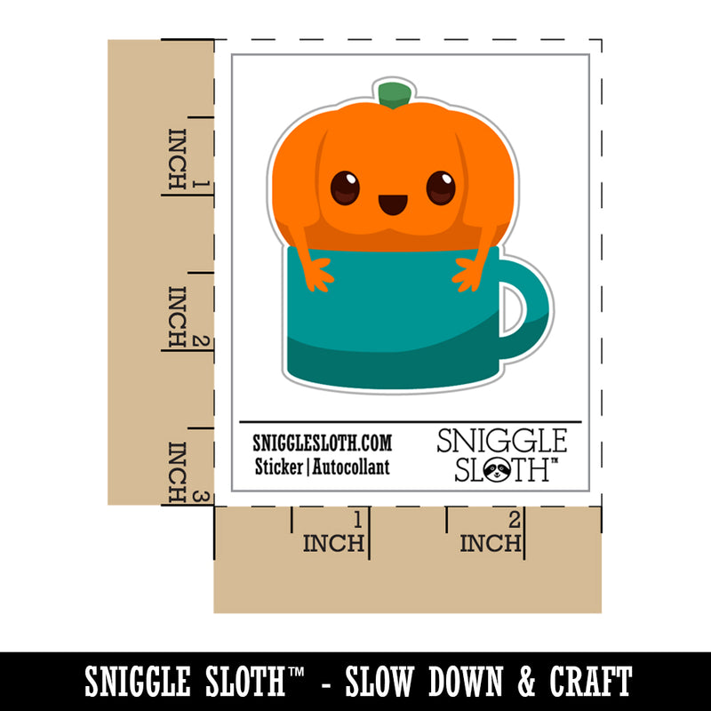 Cute Pumpkin Spice In Mug Coffee Waterproof Vinyl Phone Tablet Laptop Water Bottle Sticker Set - 5 Pack