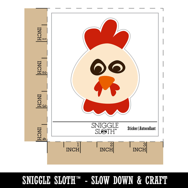 Chicken Rooster Face Doodle Waterproof Vinyl Phone Tablet Laptop Water Bottle Sticker Set - 5 Pack