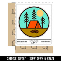 Simple Tent Camping in Woods Waterproof Vinyl Phone Tablet Laptop Water Bottle Sticker Set - 5 Pack