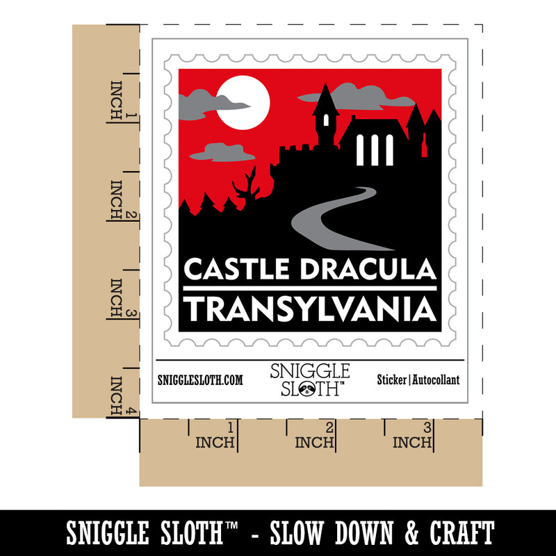 Castle Dracula Transylvania Destination Stamp Waterproof Vinyl Phone Tablet Laptop Water Bottle Sticker Set - 5 Pack