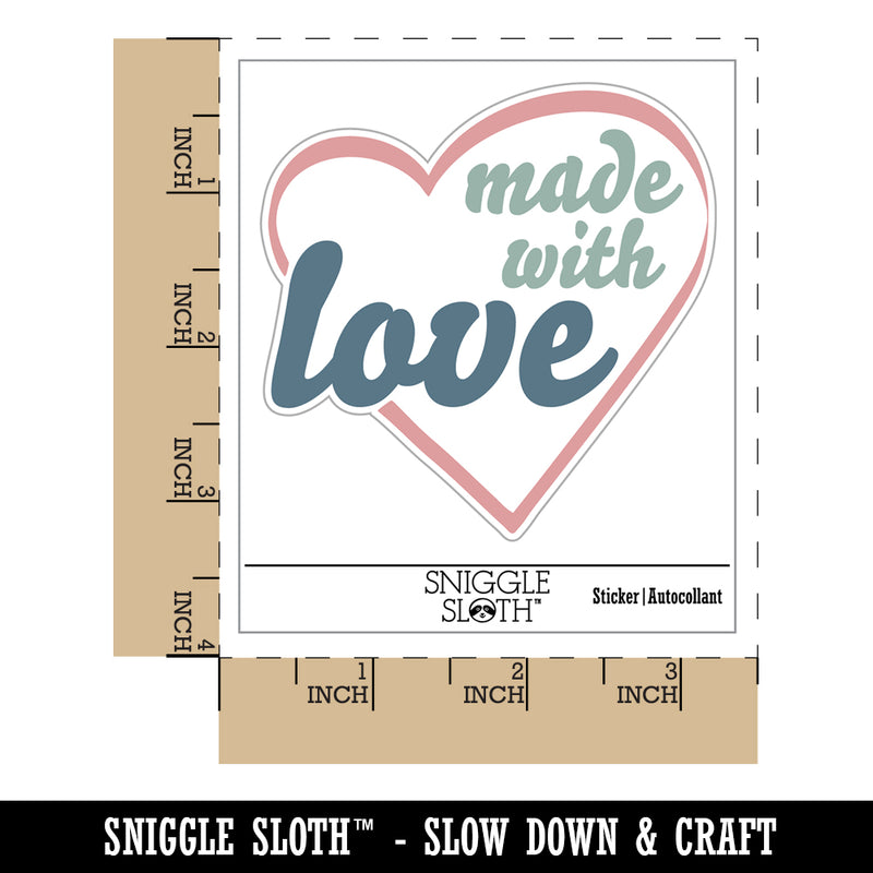 Made with Love in Heart Waterproof Vinyl Phone Tablet Laptop Water Bottle Sticker Set - 5 Pack
