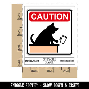 Caution Cat Knocks Things Over Waterproof Vinyl Phone Tablet Laptop Water Bottle Sticker Set - 5 Pack