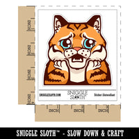Distressed Striped Cat Looks Worried Waterproof Vinyl Phone Tablet Laptop Water Bottle Sticker Set - 5 Pack