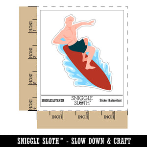 Surfer Surfing Man Silhouette Waterproof Vinyl Phone Tablet Laptop Water Bottle Sticker Set - 5 Pack