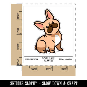 Frenchie Sitting Tilting Head French Bulldog Dog Waterproof Vinyl Phone Tablet Laptop Water Bottle Sticker Set - 5 Pack