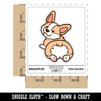 Pembroke Welsh Corgi from Behind Butt Dog Waterproof Vinyl Phone Tablet Laptop Water Bottle Sticker Set - 5 Pack