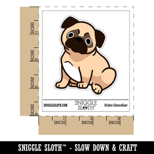 Pug Sitting Dog Waterproof Vinyl Phone Tablet Laptop Water Bottle Sticker Set - 5 Pack