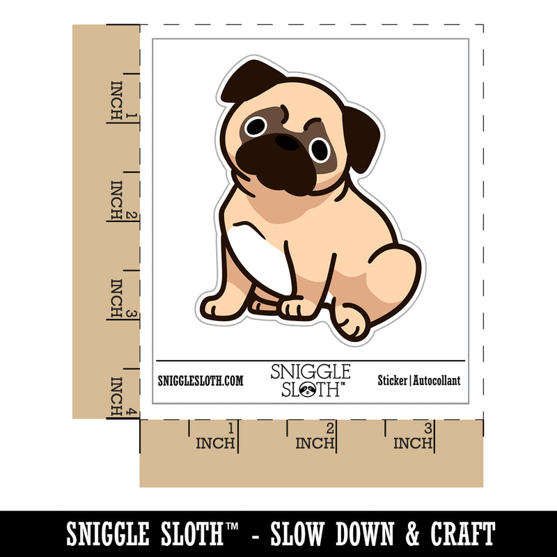 Pug Sitting Dog Waterproof Vinyl Phone Tablet Laptop Water Bottle Sticker Set - 5 Pack